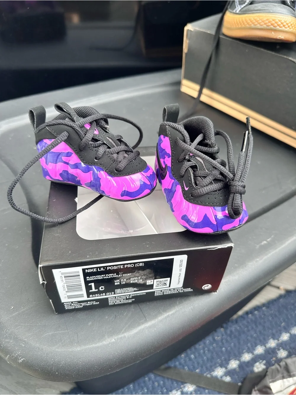 Nike Baby Shoes Black with Purple Camo Accents